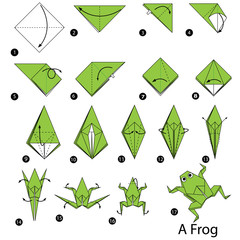 step by step instructions how to make origami A Frog.