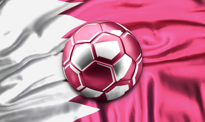 qatar soccer football ball and flag banner. 3d rendering