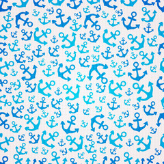 Seamless pattern with hand drawn anchors