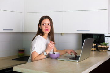 Woman working at the laptop
