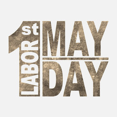 1 May. Labor Day.Vector illustration in sepia style on white background.Design elements in grunge style