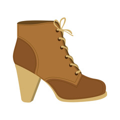 color silhouette of brown leather high heel shoe with shoelaces vector illustration