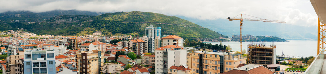 Fototapeta na wymiar Budva, Montenegro, the view from the high-rise building in the city center