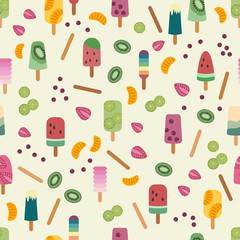 Ice cream seamless pattern, colorful summer background, delicious sweet treats