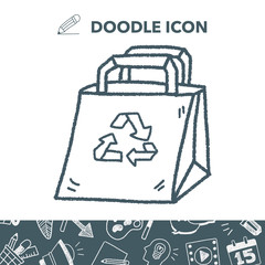 Environmental protection concept; Recycled shopping bag; doodle