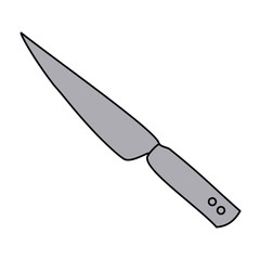 grayscale silhouette with knife with handle vector illustration