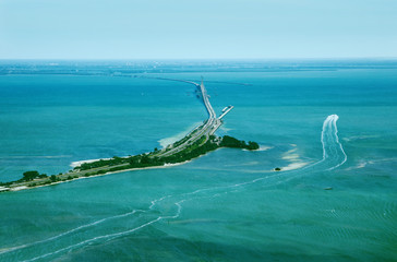 Aerial view on Sunshine Skyway Bridge, close to St. Petersburg, Florida