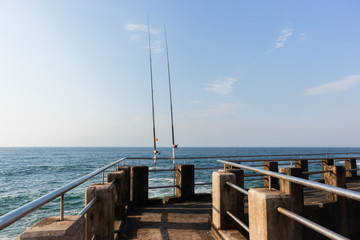 Fishing Rods Ocean Pier Jetty Coastline