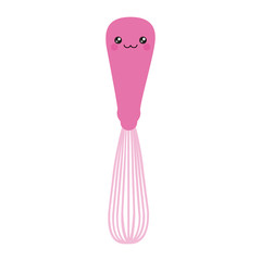 pink color silhouette of cartoon manual egg beater vector illustration
