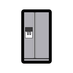 monochrome thick contour of fridge with water dispenser vector illustration