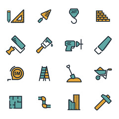 Obraz premium Vector flat construction icons set