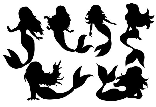 Silhouette of a mermaid collection vector illustration