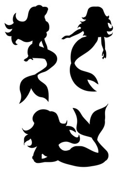 Vector, silhouette of a mermaid