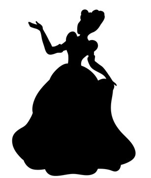 Vector, black silhouette princess illustration