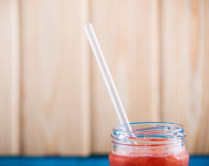 Watermelon smoothies in jar