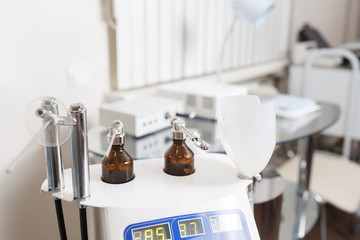 Medical equipment of otolaryngologist. in a modern clinic. diagnosis and treatment of diseases.