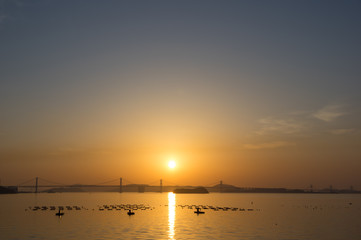 夕陽　瀬戸大橋　2017年4月