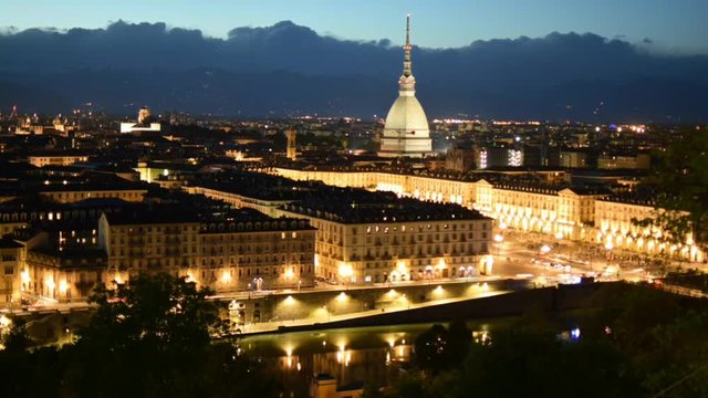 Turin skyline time lapse