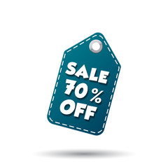 Sale 70% off tag. Label vector illustration on white background