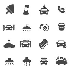 Vector black car wash icons set