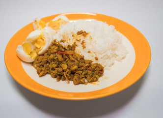 pork with yellow curry paste with rice