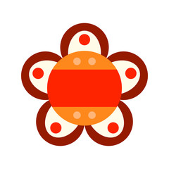 Obraz premium Decorative color flat icon of a flower on a white background. Floral object, illustration