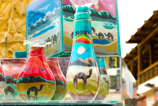 Decorative Glass Bottles with Colored Sand Inside