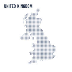 Vector dotted map of United Kingdom isolated on white background .