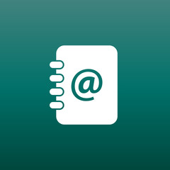 Address book icon. Email note flat vector illustration on green background.