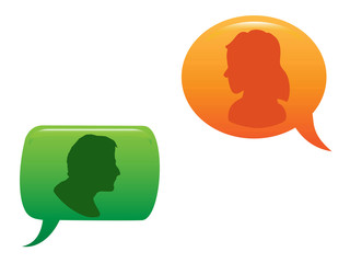 people communicated in color speech bubble