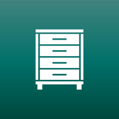 Cupboard icon on green background. Modern flat pictogram for business, marketing, internet. Simple flat vector symbol for web site design.