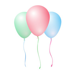 Three vector color inflatable balloons - red, green, blue - isolated on white background
