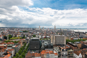 Fototapeta na wymiar Aerial view of Antwerp in the harbor of Antwerp, Belgium