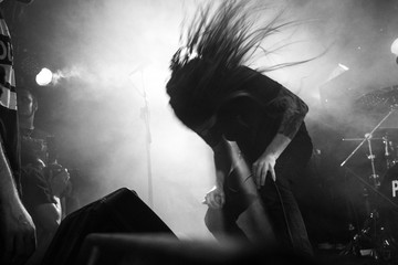 Metal singer headbanging