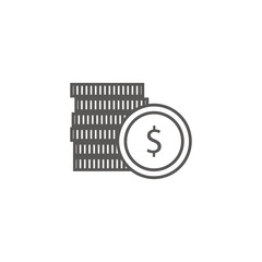 Business icon, management. Simple vector icon of a stack of coins. Line art style.
