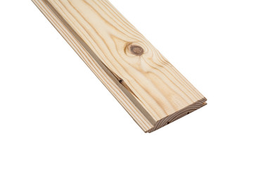 Pine wooden board on white background. Construction boards.