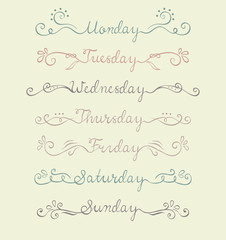 Hand lettering days of week