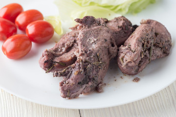 Chicken breast  with salad and white wine sauce