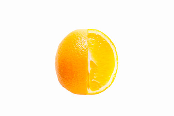 Orange with slices on a white background.