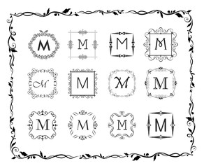 Collection of beautiful frames for monogram, wedding design, menu card, restaurant, cafe, hotel, jewellery store, logo templates