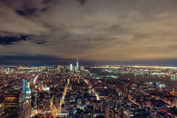 Manhattan downtown night view