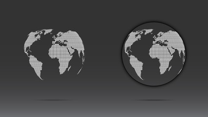 Set of white dotted globe