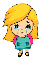 Girl crying - cartoon character