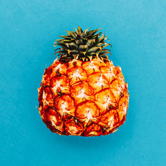 Pineapple on a blue background. Minimal. I love fruit. Fresh ideas