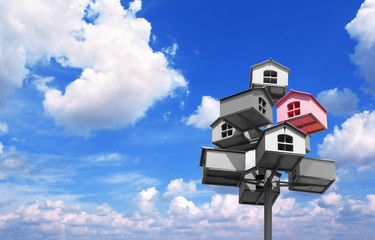 Nesting boxes of grey and pink colors