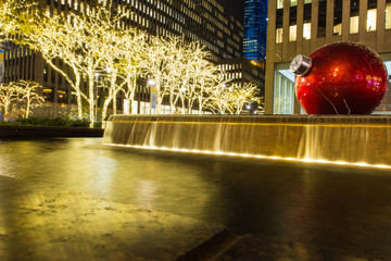 Pool around rockefeller was decorated by lighting in X'mas and new year period