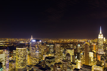 new york city night skyview, USA