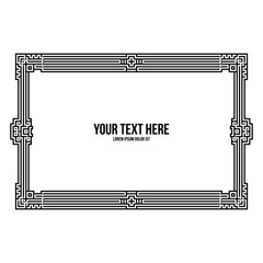 Art deco horizontal frame with native american elements on white background. Monochrome colors. Useful for invitations, postcards and covers.