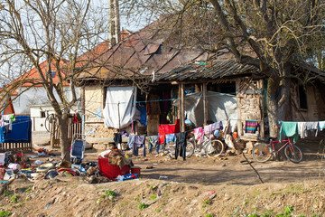 Disorganized gipsy house & backyard in Romania