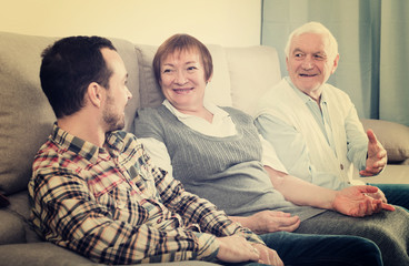 Parents and son enjoying evening